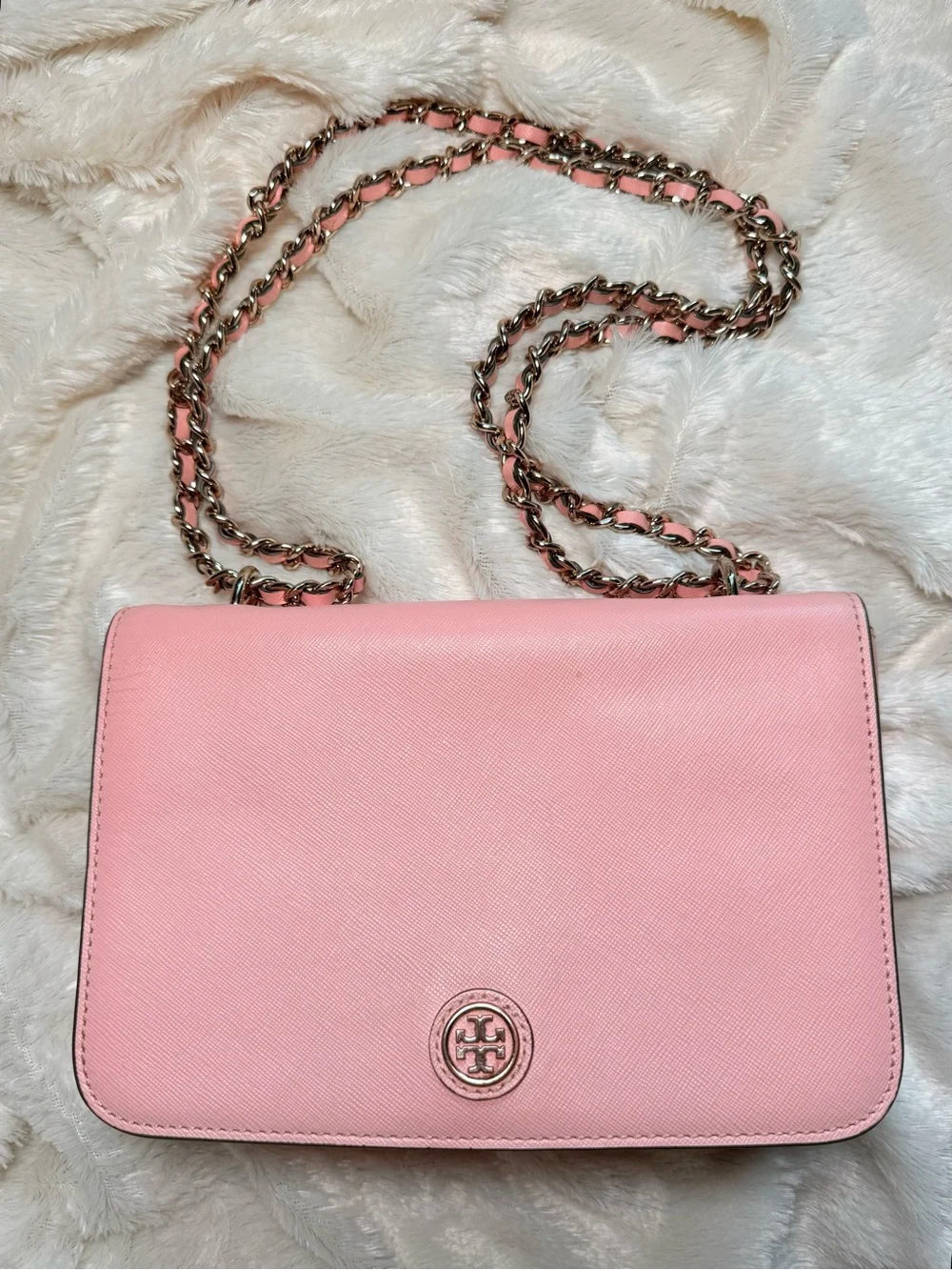 Tory Burch Blush Pink Leather Chain Shoulder Bag